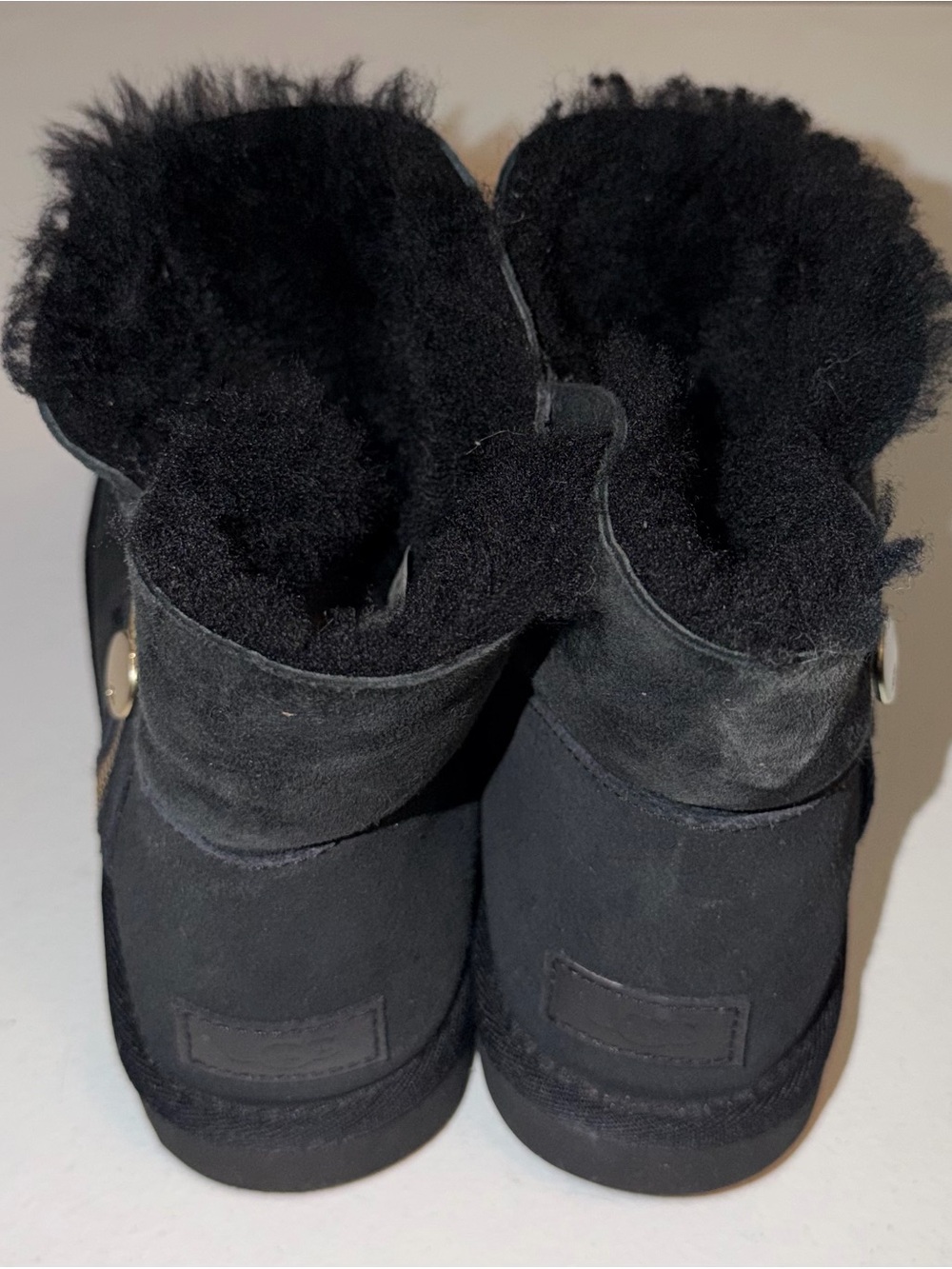 UGG Bailey Zip Mini Black Suede Shearling Sheepskin Ankle Boots Sz US 10 Women's - Picture 2 of 8